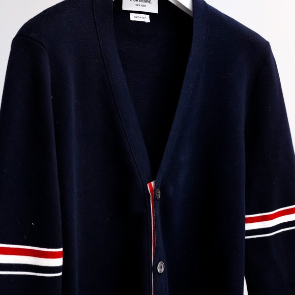 Thom Browne Navy Milano Stitch Long Cardigan - Picture 5 of 15